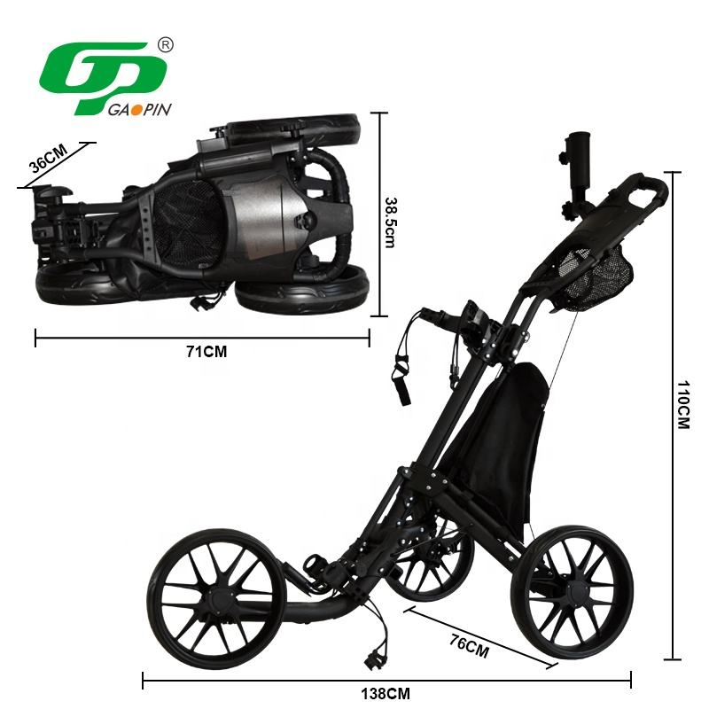 Hot Selling Factory Lightweight Aluminum Golf Push Trolley Cart 3 Wheels Foldable in Black Red Green2