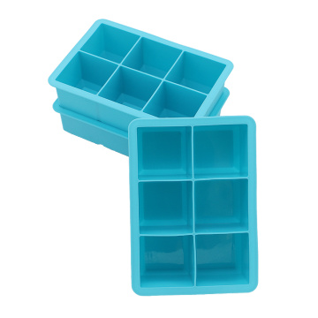6 Grid Silicone Ice Cube Mold Square Shape Silicone Ice Cube Tray DIY Large Capacity Ice Cream Maker Kitchen Bar Supplies