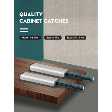 KAK 10PCS Cabinet Catches Stainless Steel Push to Open Hidden Cabinet Handle Soft Closer Cabinet Door Hardware