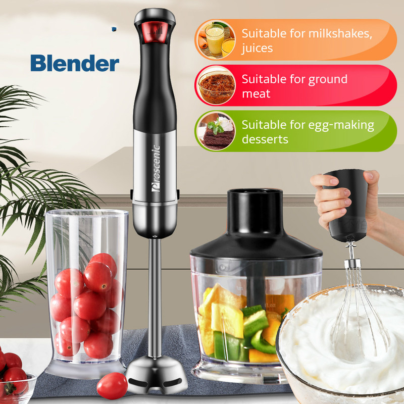 Blenders 4-in-1 Stainless Steel Immersion Hand Stick Blender Mixer Vegetable Meat Grinder 500ml Chopper Whisk 800ml Smoothie Cup