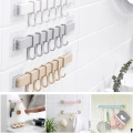 Seamless 6 Hook Hooks, Kitchen Wall Suction Plastic Hook, Bathroom Door Six Row Hook