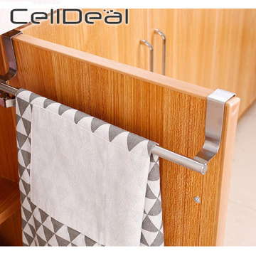 1pc 2 Size Stainless Steel Bathroom Towel Racks Over Door Towel Rack Bar Hanging Holder Bathroom Kitchen Cabinet Shelf Rack