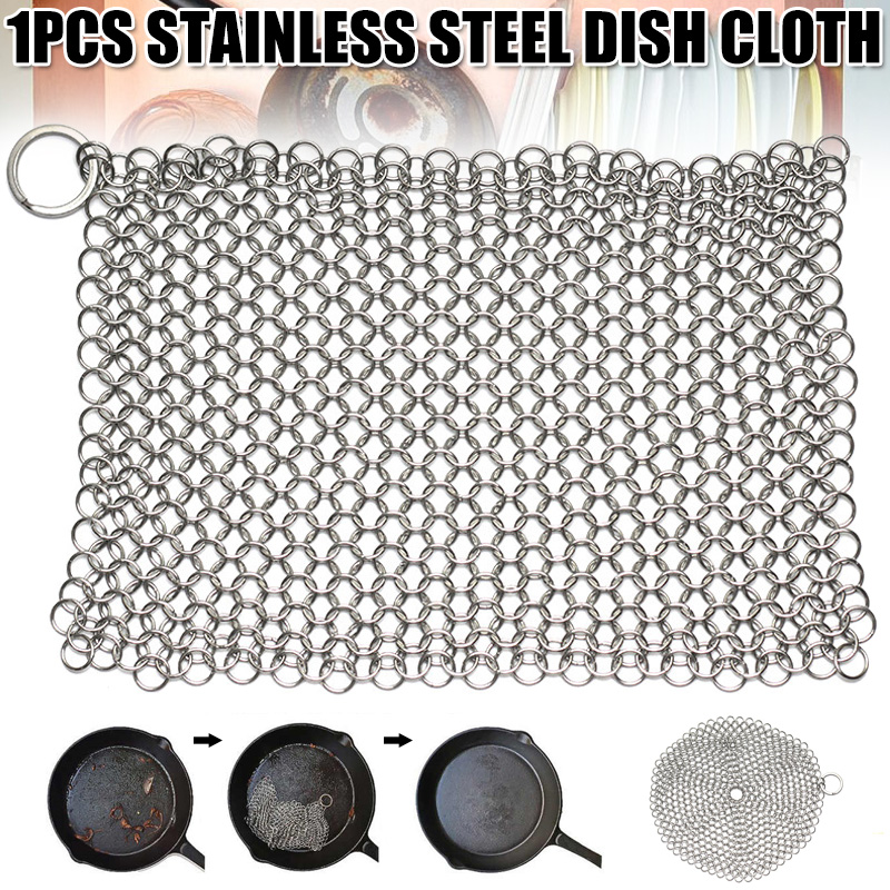 Newly Stainless Steel Cast Iron Cleaner Scrubber for All Types of Skillet Griddles Cast Iron Pans Grills Dutch Ovens