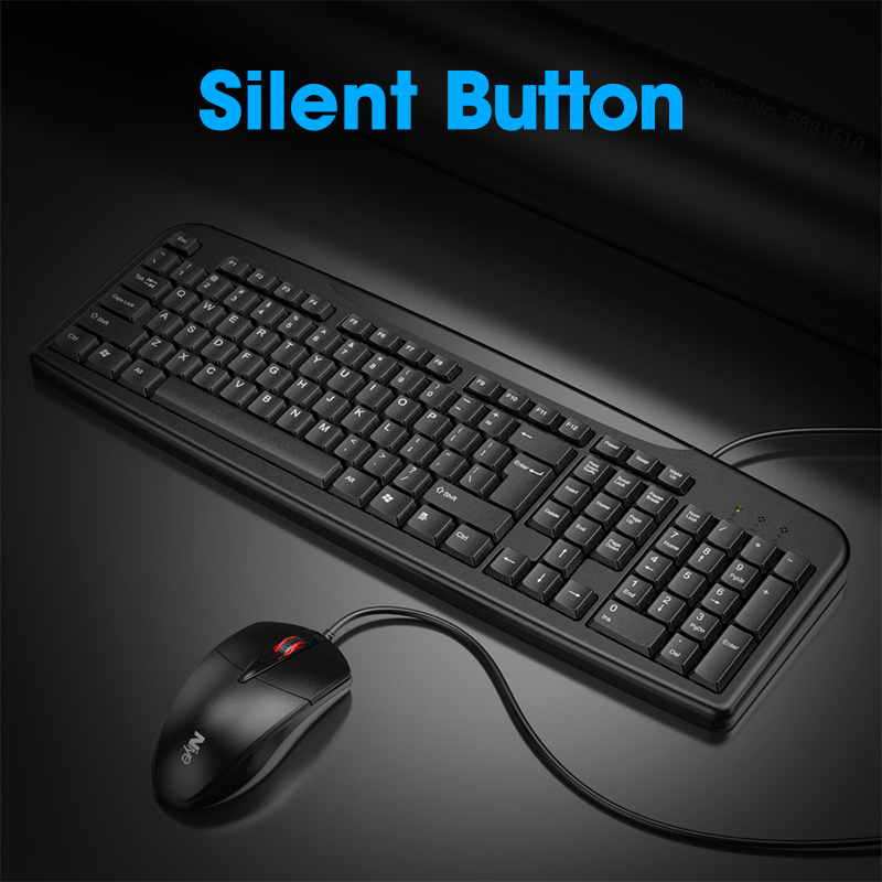 Silent Keyboard and Mouse Set Wired Keyboard Computer Ergonomic Mute Keycap Office USB Full-size Keyboard Mouse Combo PC Desktop