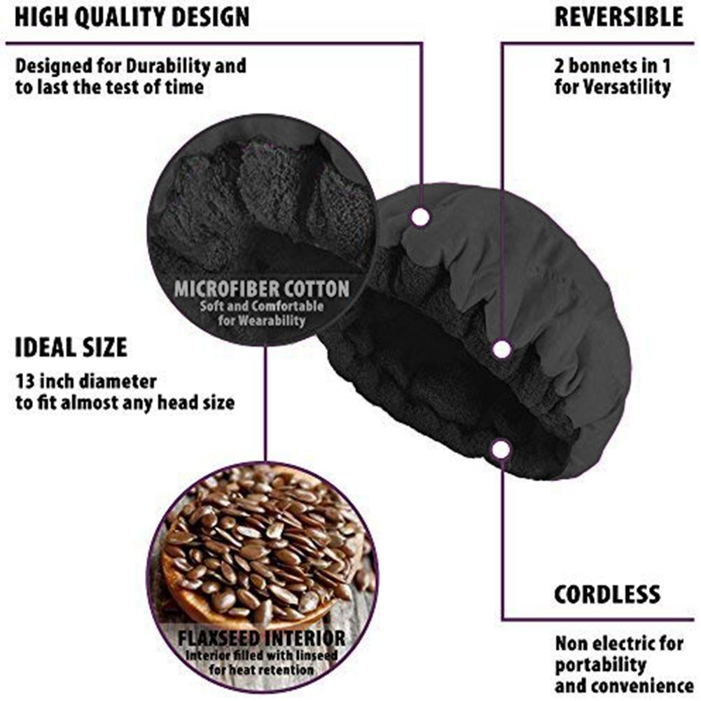 Heating Cap Deep Conditioning Heat Cap Hair Care Microwavable Heat Cap Steaming Microfiber Cotton Reversible Flaxseed Interior