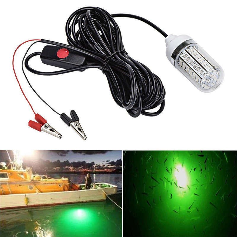 12V 15W Fishing Light 108Pcs 2835 Led Underwater Fishing Light Lures Fish Finder Lamp Attracts Prawns Squid Krill (White+white l
