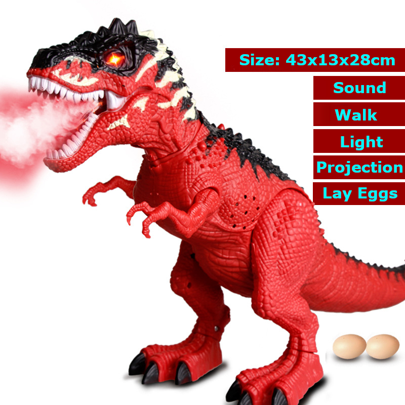 Electric Spray Lay Egg Tyrannosaurus Moving Walking Eggs Laying Dinosaur Toy Sound Light Simulation Animal Model Children Toys