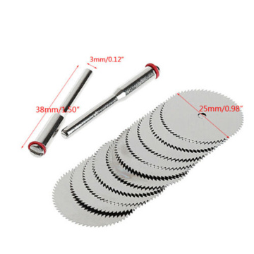 10pcs 25mm HSS Circular Saw Blade Rotary Tool For Metal Cutter Power Tool Wood Cutting Discs +2pcs Mandrels Rod Woodworking Tool