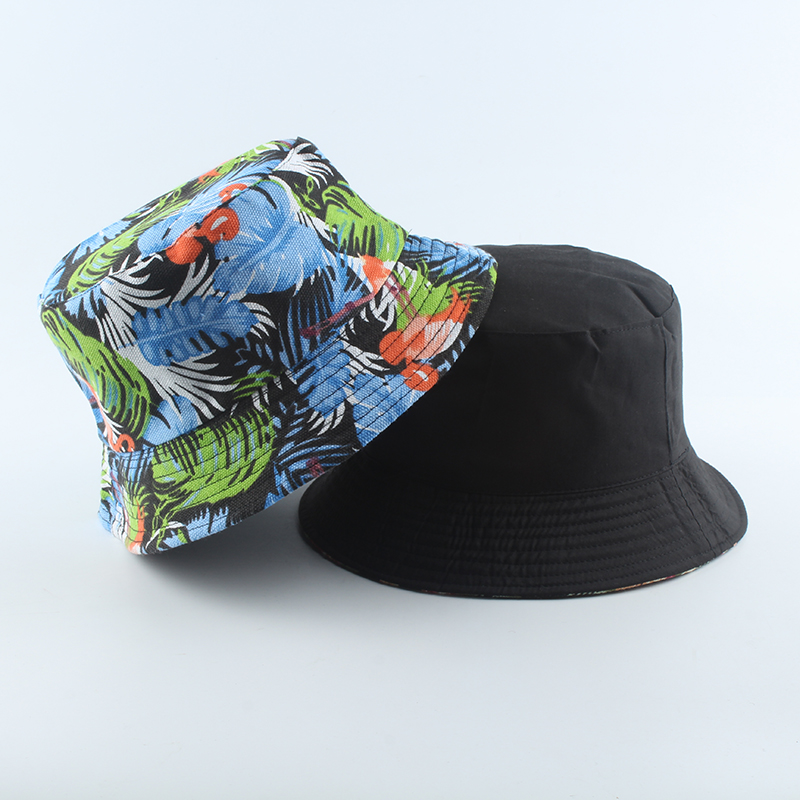2020 New Fashion Summer Coconut Tree Flower Printed Fisherman Caps Panama Bucket Hats Reversible Gorro Pescador Men Women