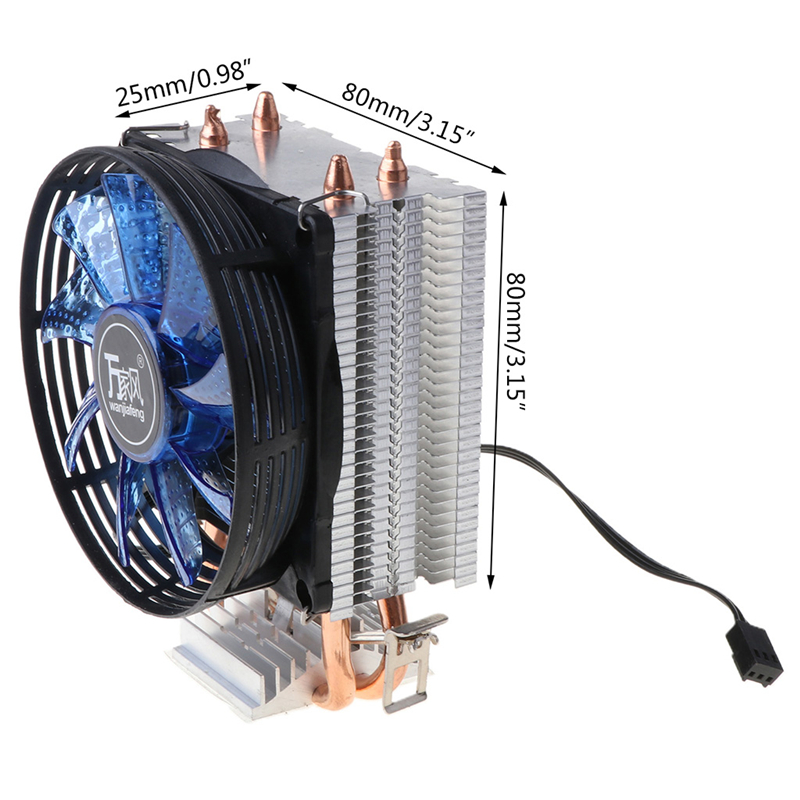 CPU Cooler Master 2 Pure Copper Heat-pipes Fan with Blue Light Freeze Tower Cooling System CPU Cooling Fan with PWM Fans