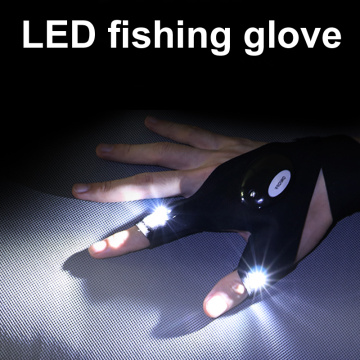 One Piece Fingerless Glove with LED Light Flashlight Glove Camping Hiking Hunting Gloves Left/Right Hand Fishing Magic Strap