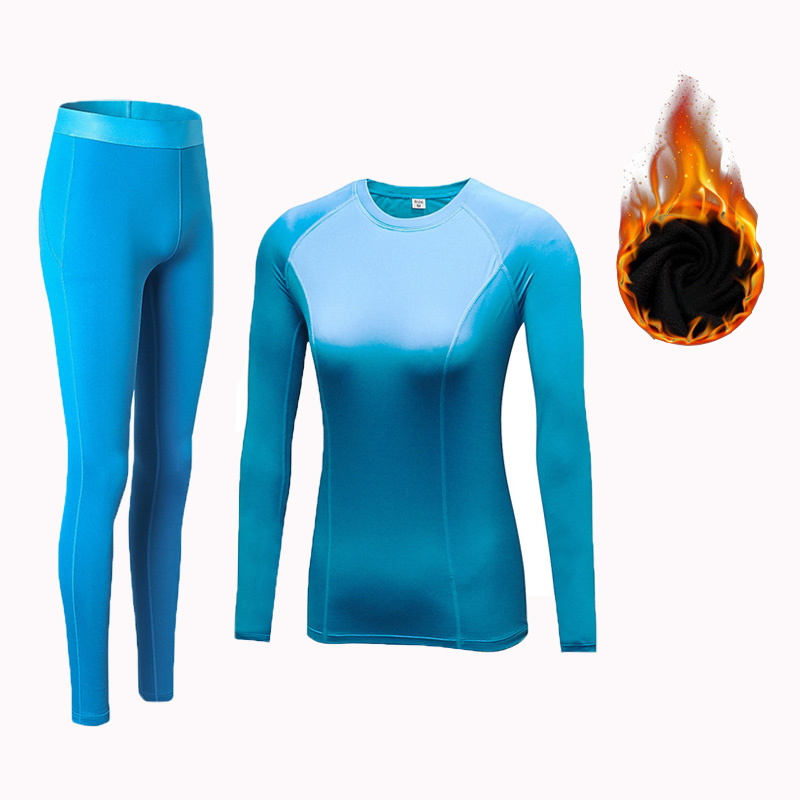 Winter wear plus velvet women's yoga fitness sports running training long sleeve stretch tight and quick-drying trousers suit