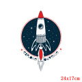 Prajna Astronaut Moon Space Rocket Iron On Transfers Vynil Heat Transfer UFO Ironing Stickers T-shirt Thermal Patches On Clothes