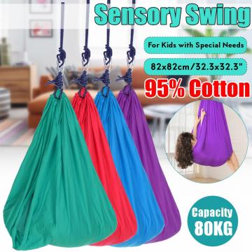 Kids Cotton Swing Hammock for Autism ADHD ADD Therapy Cuddle Up to 80kg Sensory Child Therapy Elastic Parcel Steady Seat Swing