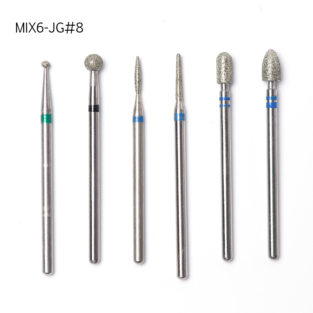 6pc/pack Diamond Nail Drill Bits Set Electric Manicure Milling Cutters Nail Files UV Polish Cuticle Remove Nail Accessory SAJG