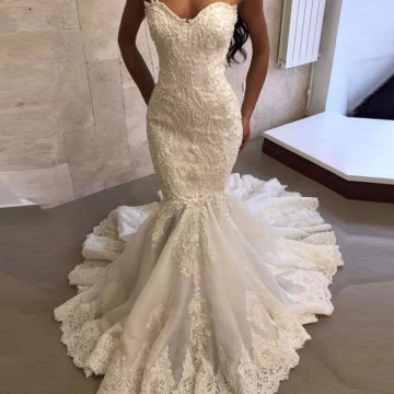 Luxury Heavy Bead Mermaid Wedding Dress 2020 Strapless Sweetheart Stunning Wedding Gowns Bride Dress Vestido de noiva