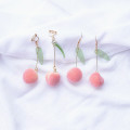 Exclusive Design Cute Stereoscopic Honey Peach Long Eardrop Original Pink Fairy Vigorous Girl Fresh Earrings Bosom Friend Gifts