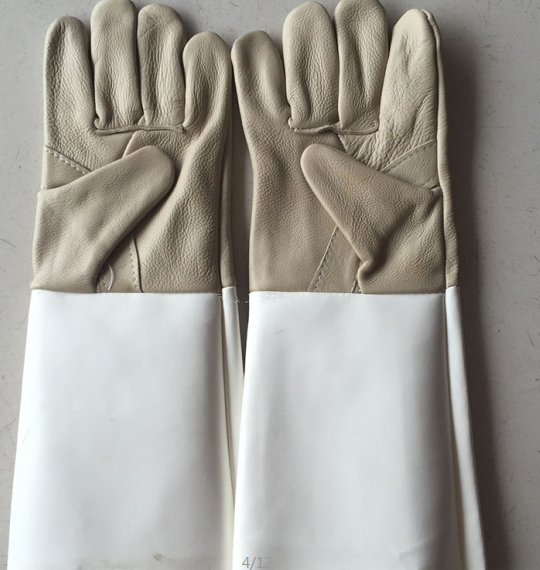 Black 32CM Fireplace Welding Gloves Stove PU Leather Heat Resistant Protect Hand