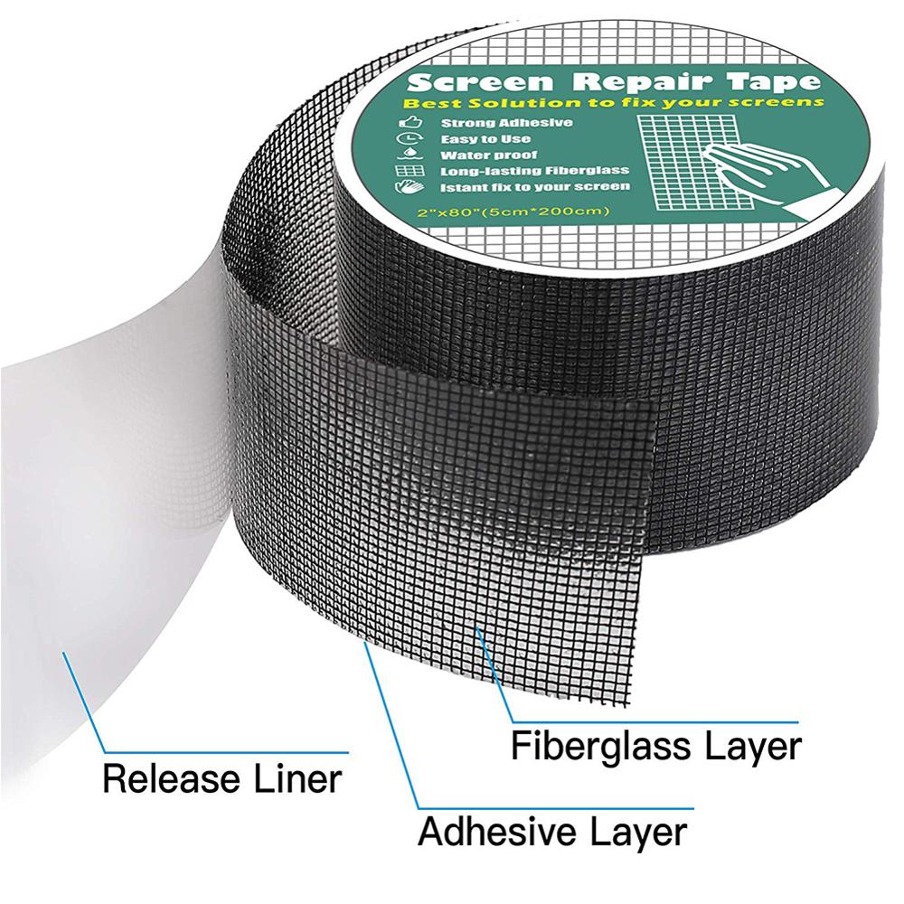 Window repair tape fiber net for insect and fly screen stickers door and window repair tape strong adhesive Covering Mesh Repair