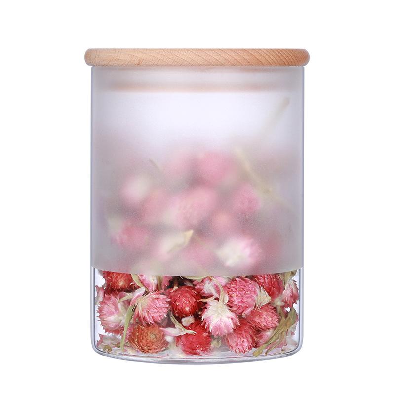 Wood Storage Bottles Jar Glass Jar No Lead Kitchen Storage Bottles Sealed Can With Cover Large Capacity Candy Glass Jars Tea Box