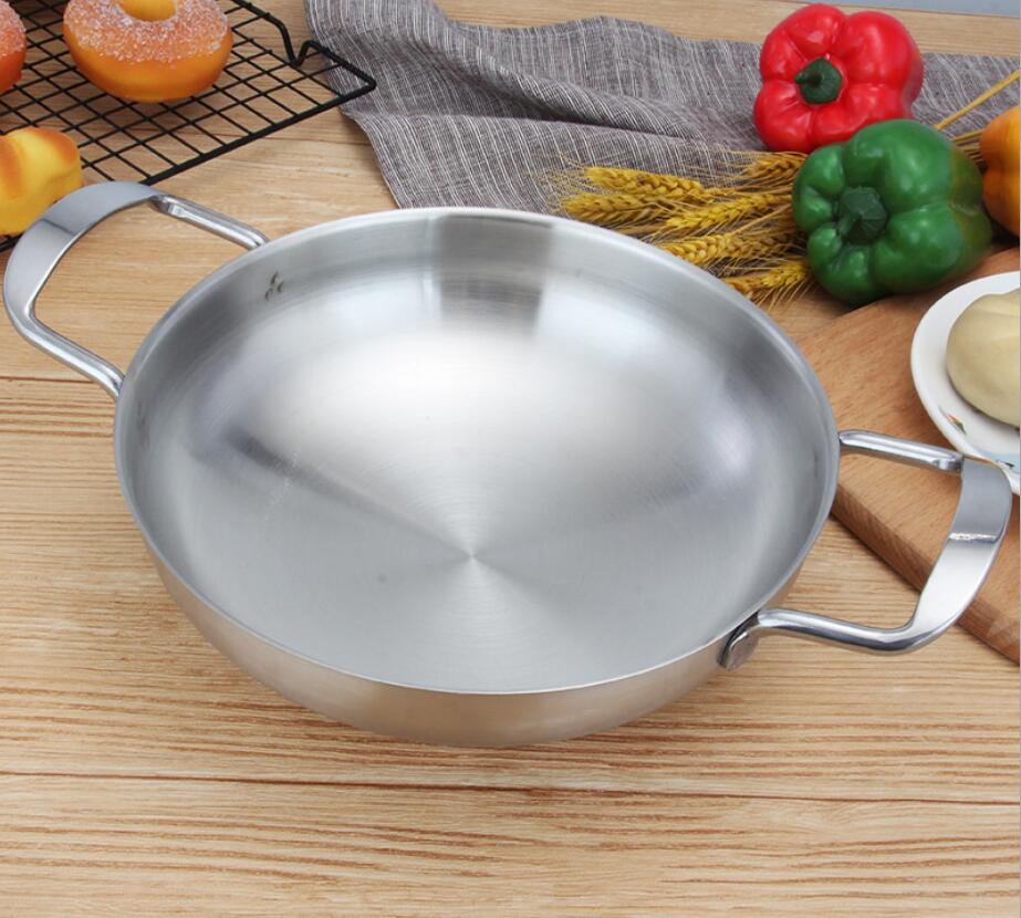 Thick Stainless Steel Paella Pan Spanish Seafood Soup Stock Pot Non-stick Frying Pan Crayfish Seafood Cooking Pan Kitchen Tool