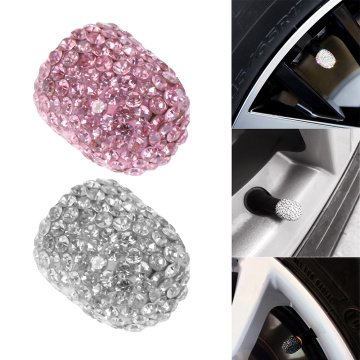 4PC Car Charms Crystal Car Tire Valve Caps Diamond Shining Wheel Caps Vehicle Bling Decoration Automobiles Accessories