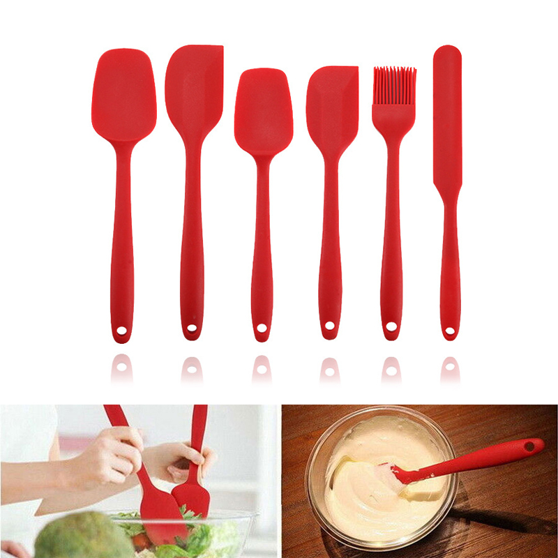 6pcs/set Cooking Tools Set Non-stick Cooking Spoon Spatula Ladle Egg Beaters Silicone Heat-Resistant Cream Scraper Kitchen Tools