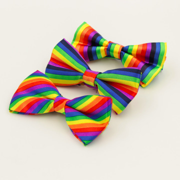 Fashion Colorful Rainbow Striped Bowties For Groom Men Women Wedding Party Leisure Gravatas Cravat Bowtie Tuxedo Bow Ties
