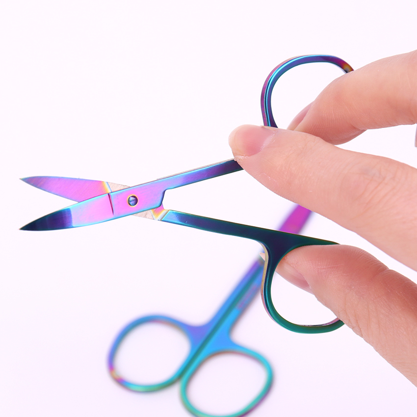 Chameleon Curved Head Eyebrow Scissor Makeup Trimmer Facial Hair Remover Manicure Scissor Nail Cuticle Tool