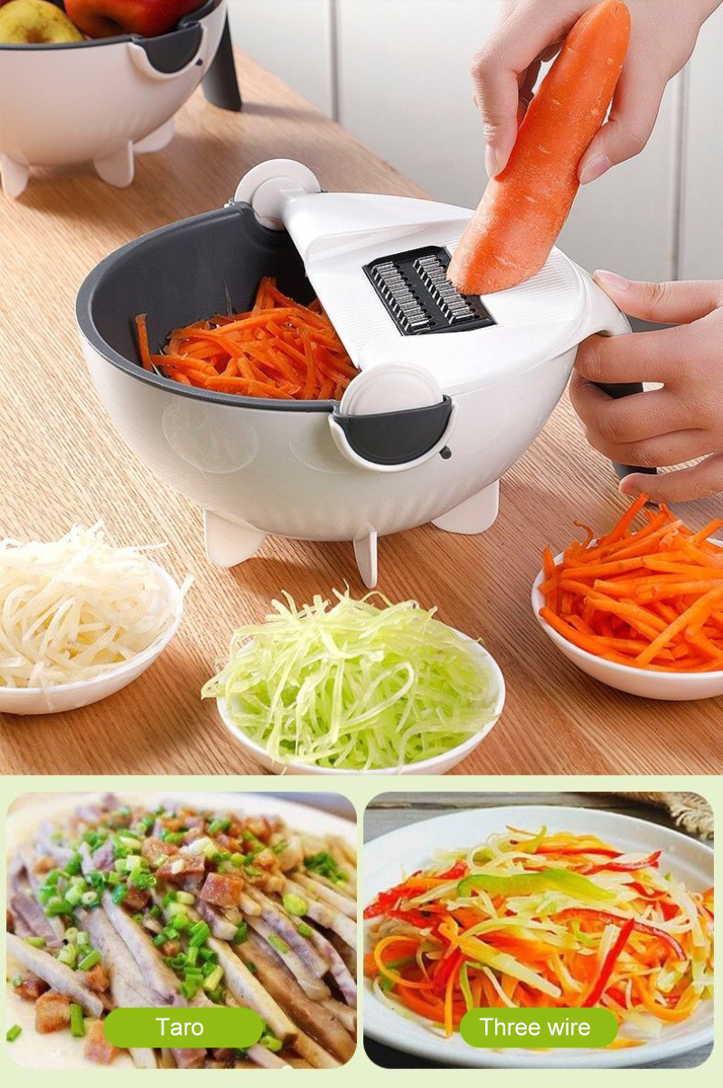 Multifunctional Rotate Vegetable Cutter Peeler Vegetable Slicer With Drain Basket Kitchen Vegetable Fruit Shredder Grater Slicer