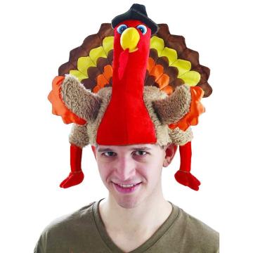 Thanksgiving Turkey Hat Plush Turkey Hat Roasted Turkey Headwear Christmas Thanksgiving Party Hat Cosplay Decorative Accessories