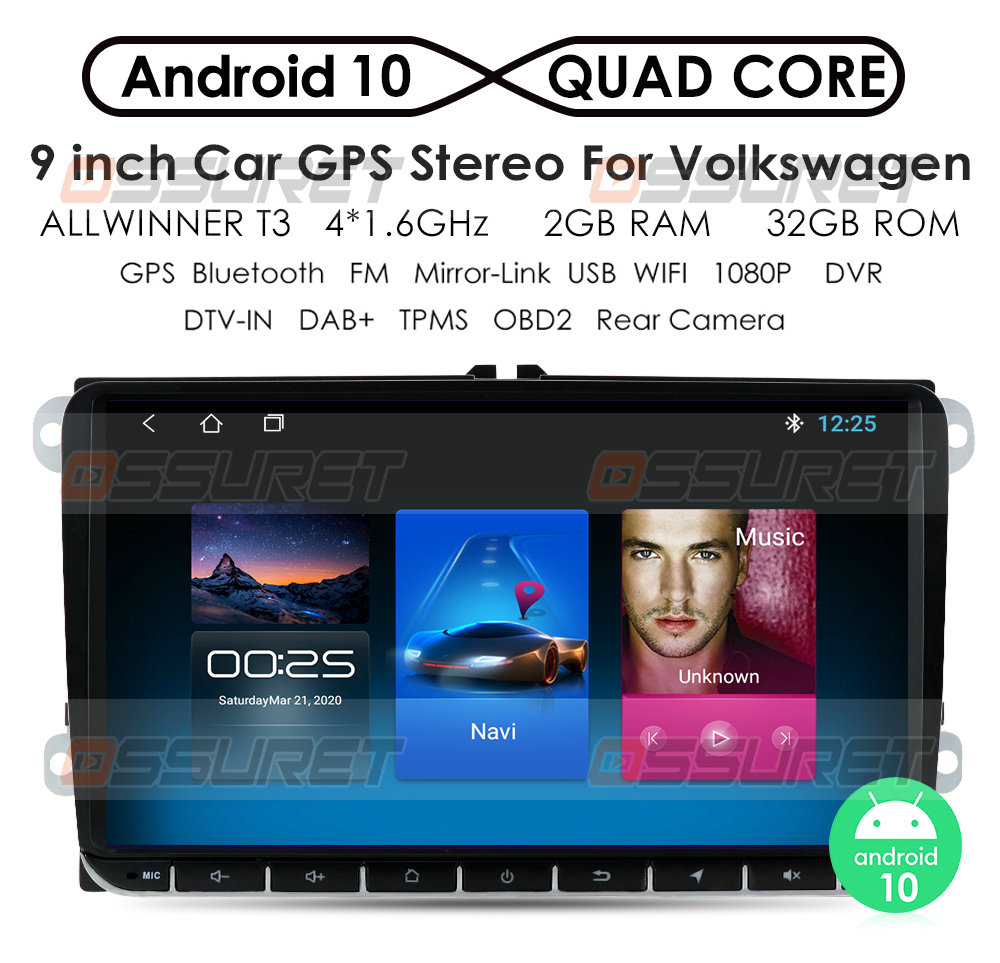 Car Android 10 2 Din radio GPS multimedia for Volkswagen Skoda Octavia golf 5 6 touran passat B6 polo tiguan yeti rapid Bora