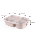 3 Grid Lunch Wheat Straw Box With Lid Microwave Food Box Biodegradable Storage Container Dinnerware