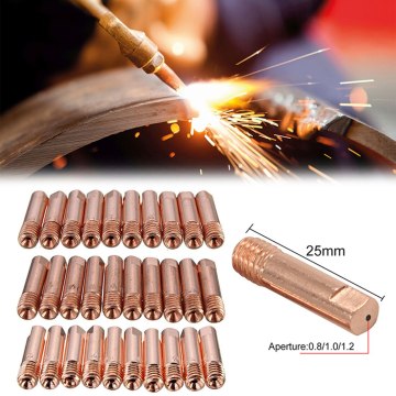 Hot 10pcs MB-15AK M6*25mm MIG/MAG Welding Torch Contact Tip Gas Nozzle 0.8/1.0/1.2mm Mig Welding Accessories Torch Contact Tip