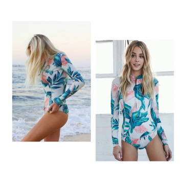 Summer Long Sleeve Women Bikini Surfing Suits Beach Wear Rash Guards Sexy Biquini Female Swimming One-Piece Suits