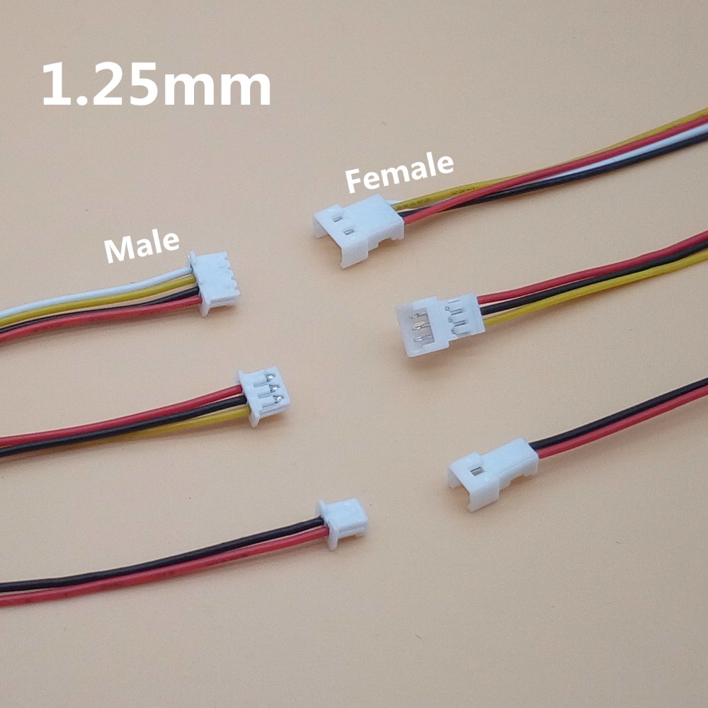 100 Sets/Lot Connector Micro JST 1.25MM 2Pin 3Pin 4Pin Male & Female Connector Plug with Wires Cables LED Strip Connectors