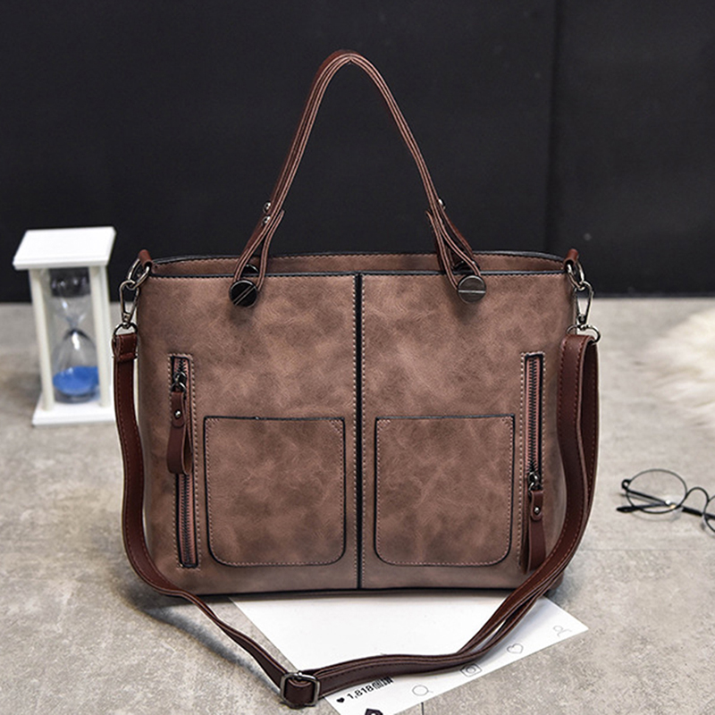 2021 Vintage Luxury Handbag Female Causal Totes Bag Leather Women Handbag Messenger Bag Clutch Handbags Winter Bolsa Feminina