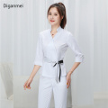 Women white Beauty salon clothing hotel waiter work clothes SPA Uniform autumn Seven-quarter sleeve sauna foot bath Uniforms