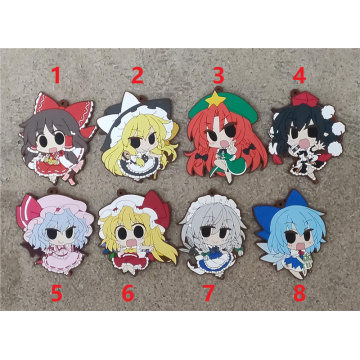 Hot Anime Cartoon TouHou Project Rubber Pendant Keyring Cosplay Prop for Mobile Phone Decor Keychain Boy Girl Gift 1pcs