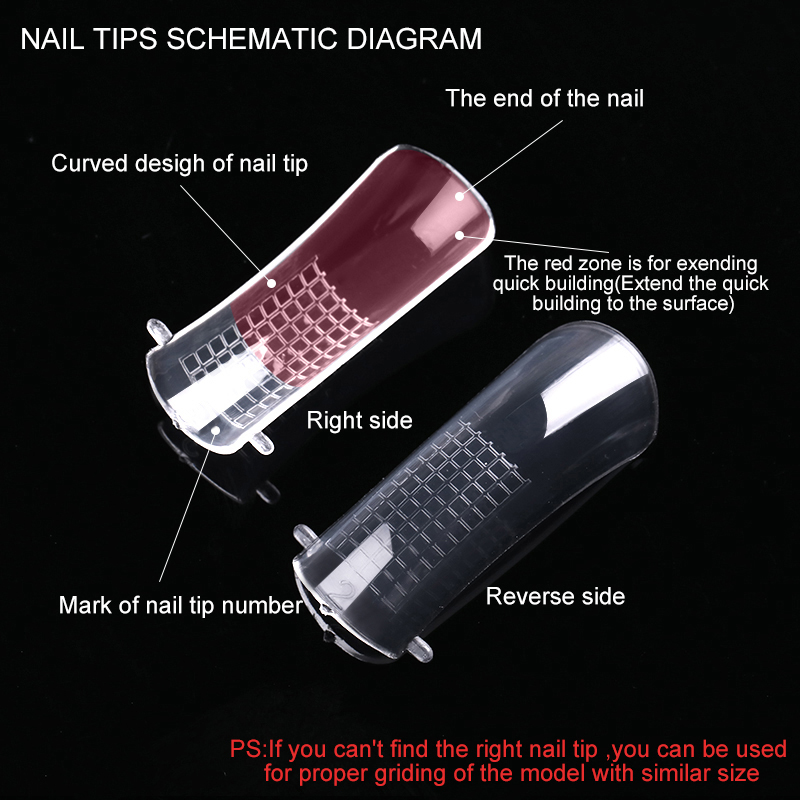 False Clear Nail Tips Practice Display Nail Tips Natural Transparent Finger Full Acrylic Tips Quick Building Nail Gel Nail Art
