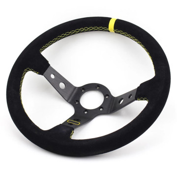 High Quality Universal Racing Steering Wheel 14inch 350mm Suede Steering Wheel Drift Sport Steering Wheel For Car Black Dish