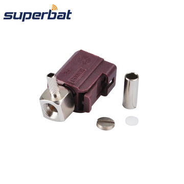 Superbat Fakra D Crimp Jack Connector Right Angle for Cable RG316 RG174 LMR100 for Violet Car GSM Cellular Phone