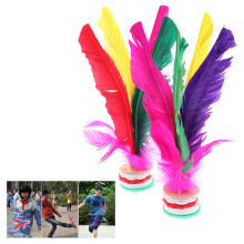 HOT 2pcs Colorful Feather Shuttlecock China Jianzi Foot Kick Hand Wheel Fancy Feather Shuttlecock Fitness Entertainment