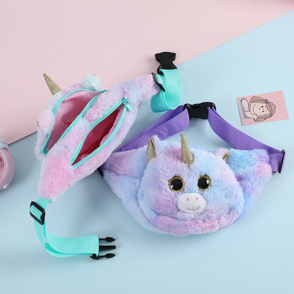 Unicorn Fanny Pack for Kids Plush Waist Bag Kindergarten Children Cute Shoulder Bags for Girl Purse Belt Bag Cartoon Waist Pack
