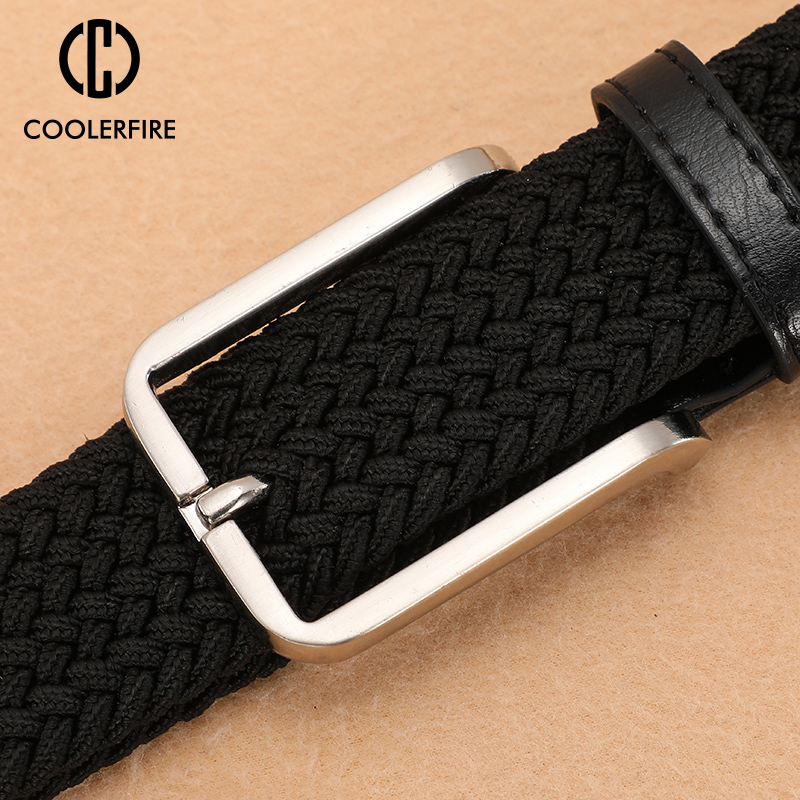 Men Women Casual Knitted Belt Woven Canvas Elastic Expandable Braided Stretch Belts Plain Webbing strap