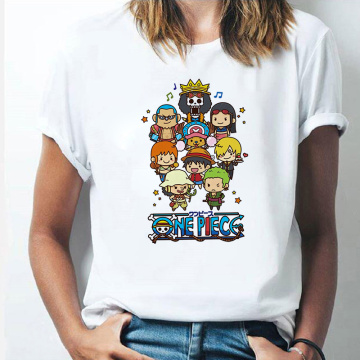 LUSLOS Cute Kawaii One Piece Cartoon T Shirt Monkey·D·Luffy Print Japanese Anime Tshirts Harajuku Short Sleeve Graphic Tees Girl