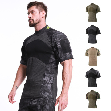 Summer Shirts for Men Quick Drying Fishing Shirts Tactical Army Camouflage Shirt Tops Outdoor Clothing Hiking Camping Tees Crop