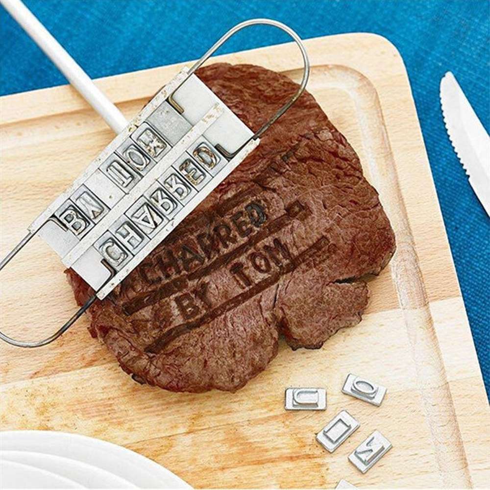 Creative BBQ Barbecue Branding Iron Signature Name Marking Stamp Tool Meat Steak Burger 55 X Letters Seal Grill Fire Mark Tool