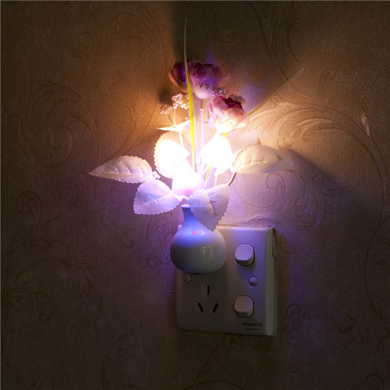 Mushroom/ Rose Light Sensor Home Bedroom Decoration 110V-220V US /EU plug Colorful Nightlights Luminaria LED Night Light Lamp