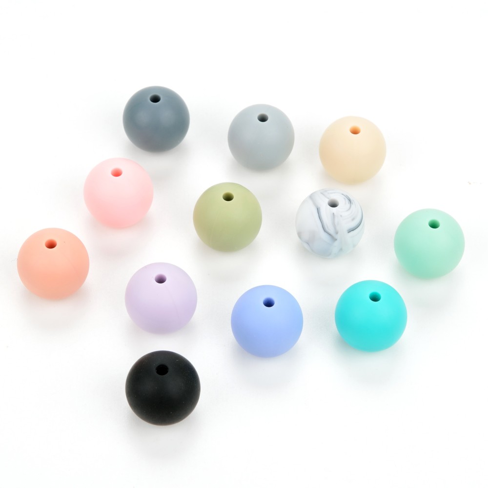 LOFCA 10pcs 22mm Round Silicone Beads Baby Teether Soft Toy Nursing SiliconeTeething Beads Necklace Pendant
